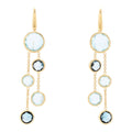18K Yellow Gold Blue Topaz Jaipur Color Two Strand Earrings