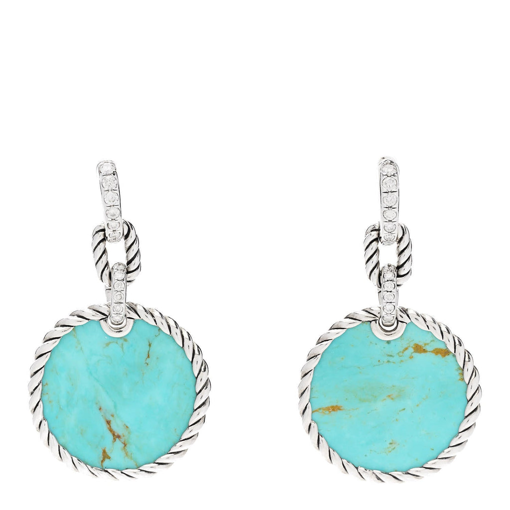 Sterling Silver Diamond Turquoise Elements Drop Earrings