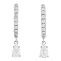 18K White Gold Diamond Pear Huggie Drop Earrings