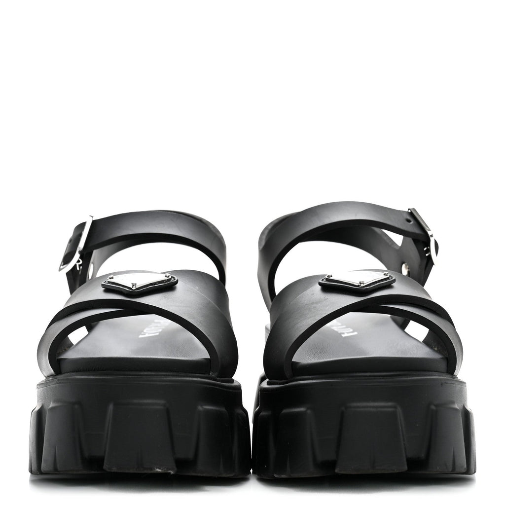 Foam Rubber Metal Triangle Logo Monolith 55mm Soft Cage Sandals 37 Black