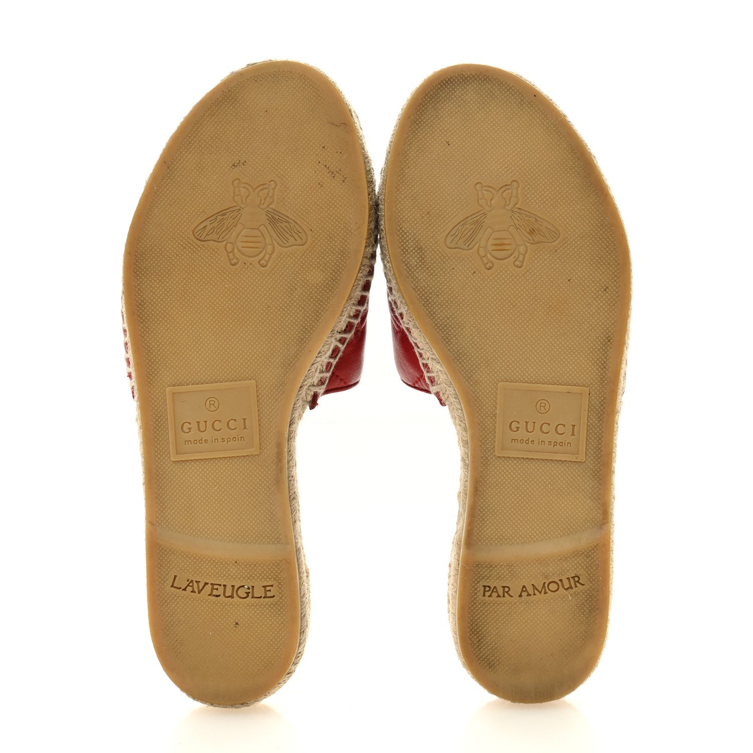 Nappa Matelasse GG Marmont Espadrille Slide Sandals 35 Hibiscus Red