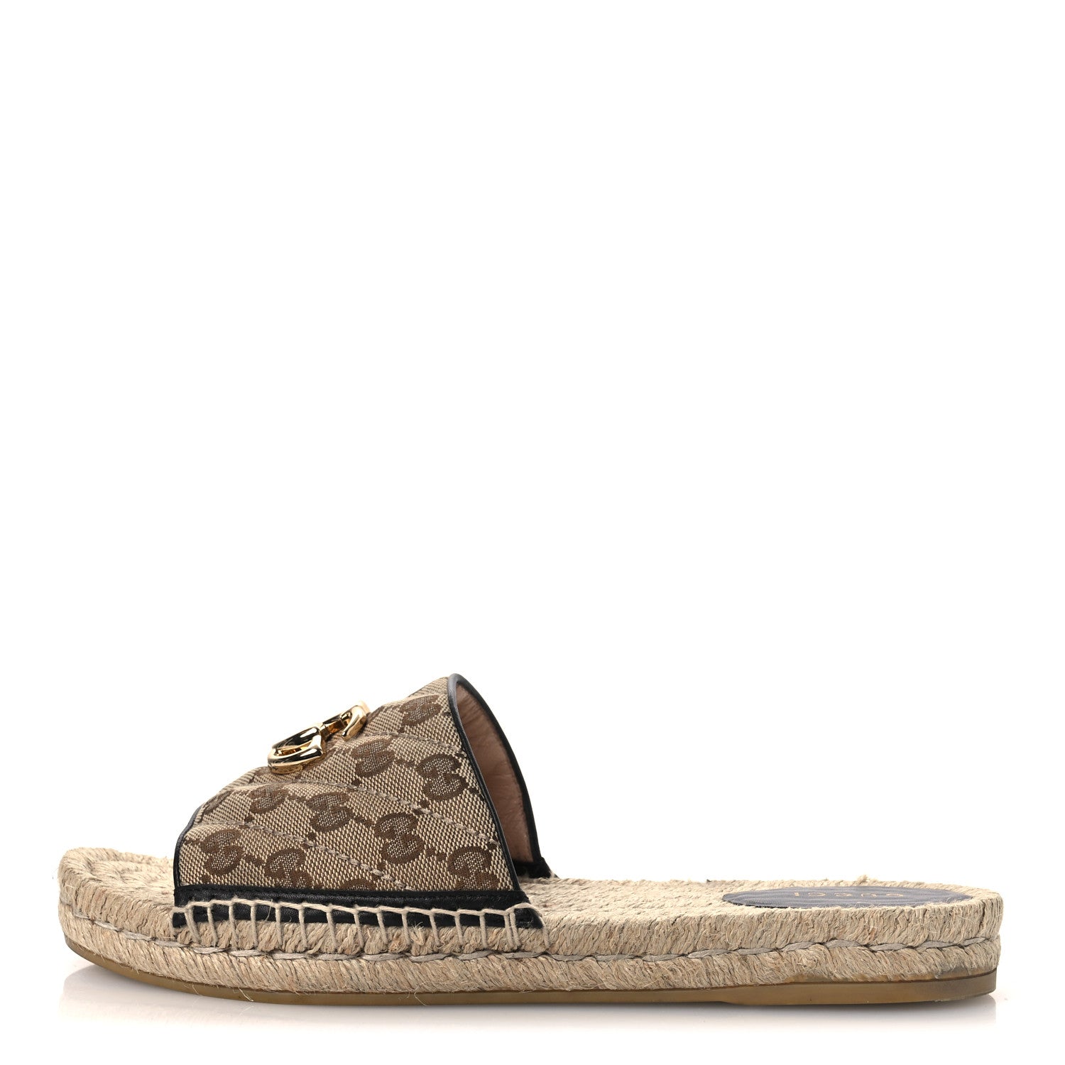 Monogram Matelasse GG Marmont Espadrille 20mm Slide Sandals 40 Beige Ebony Black