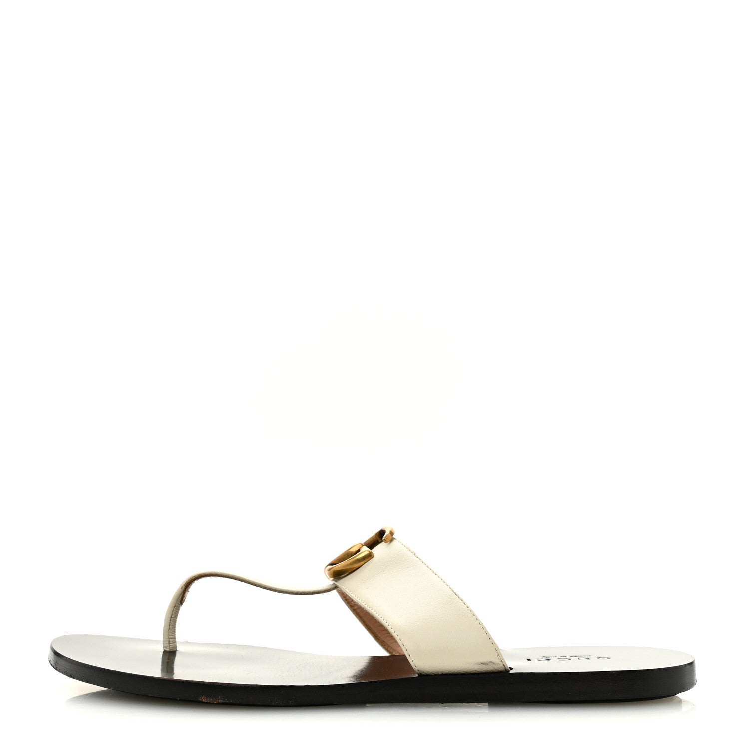 Calfskin GG Marmont Thong Sandals 36 Mystic White