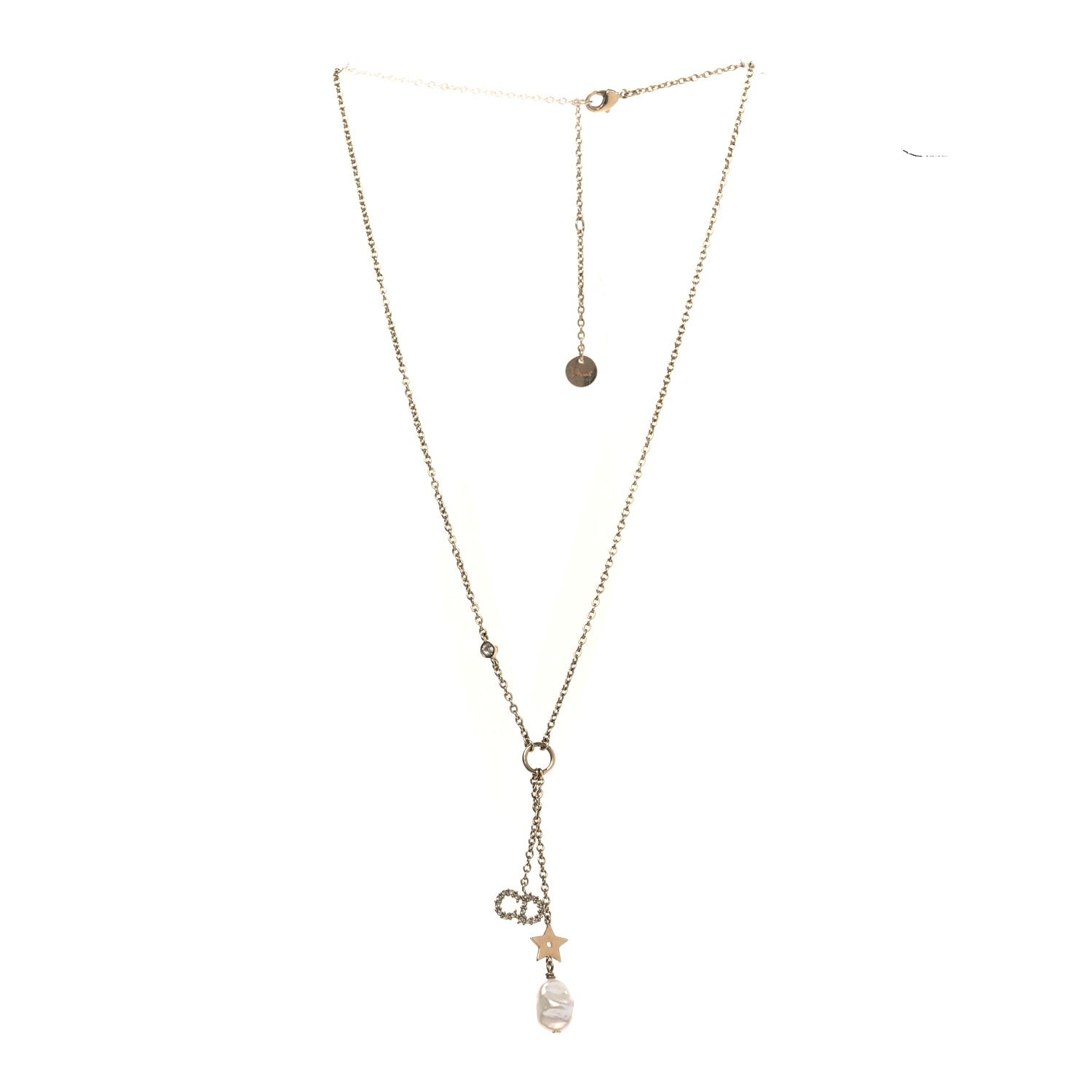 Crystal Pearl CD Shiny-D Tribal Long Necklace Gold