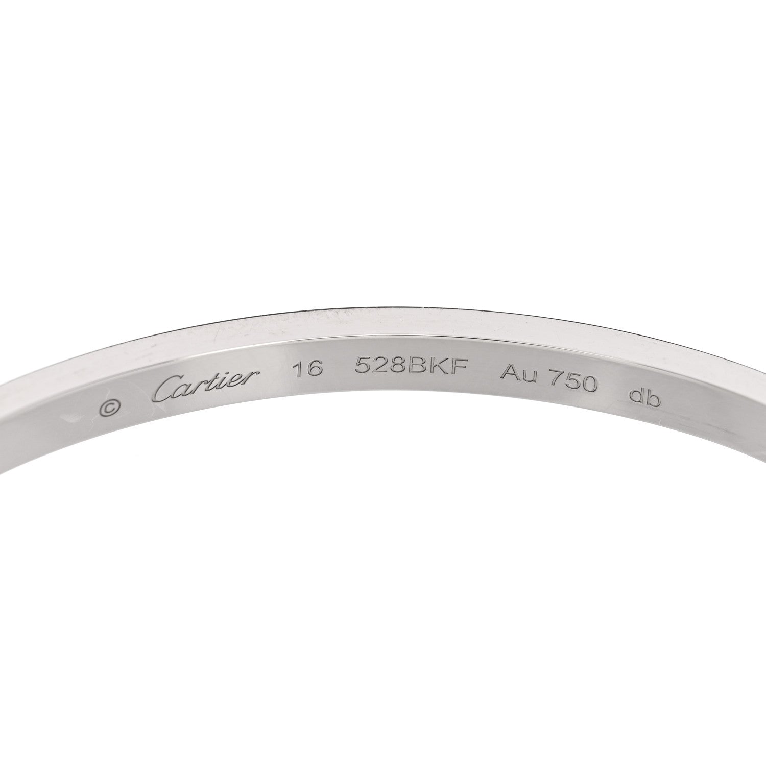 18K White Gold Small LOVE Bracelet 16