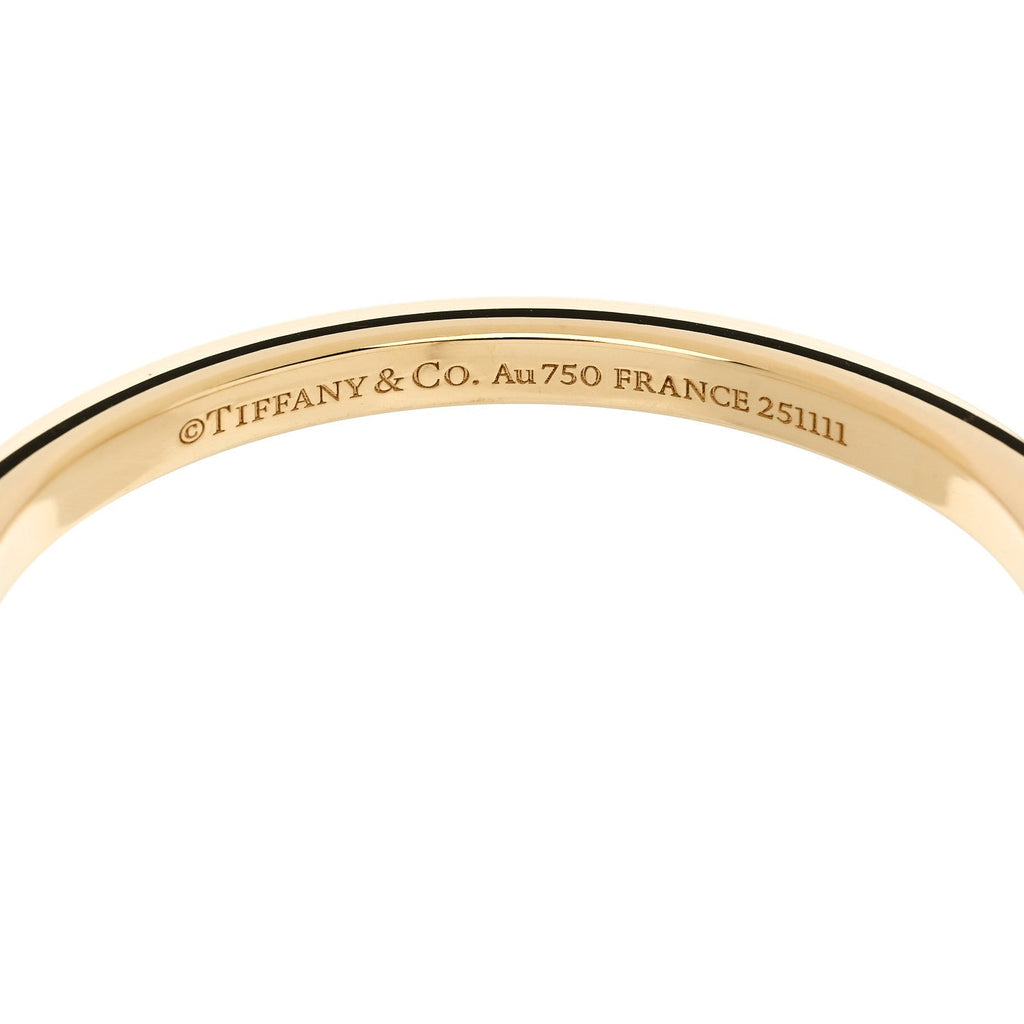 18K Yellow White Gold Lock Narrow Bangle Bracelet