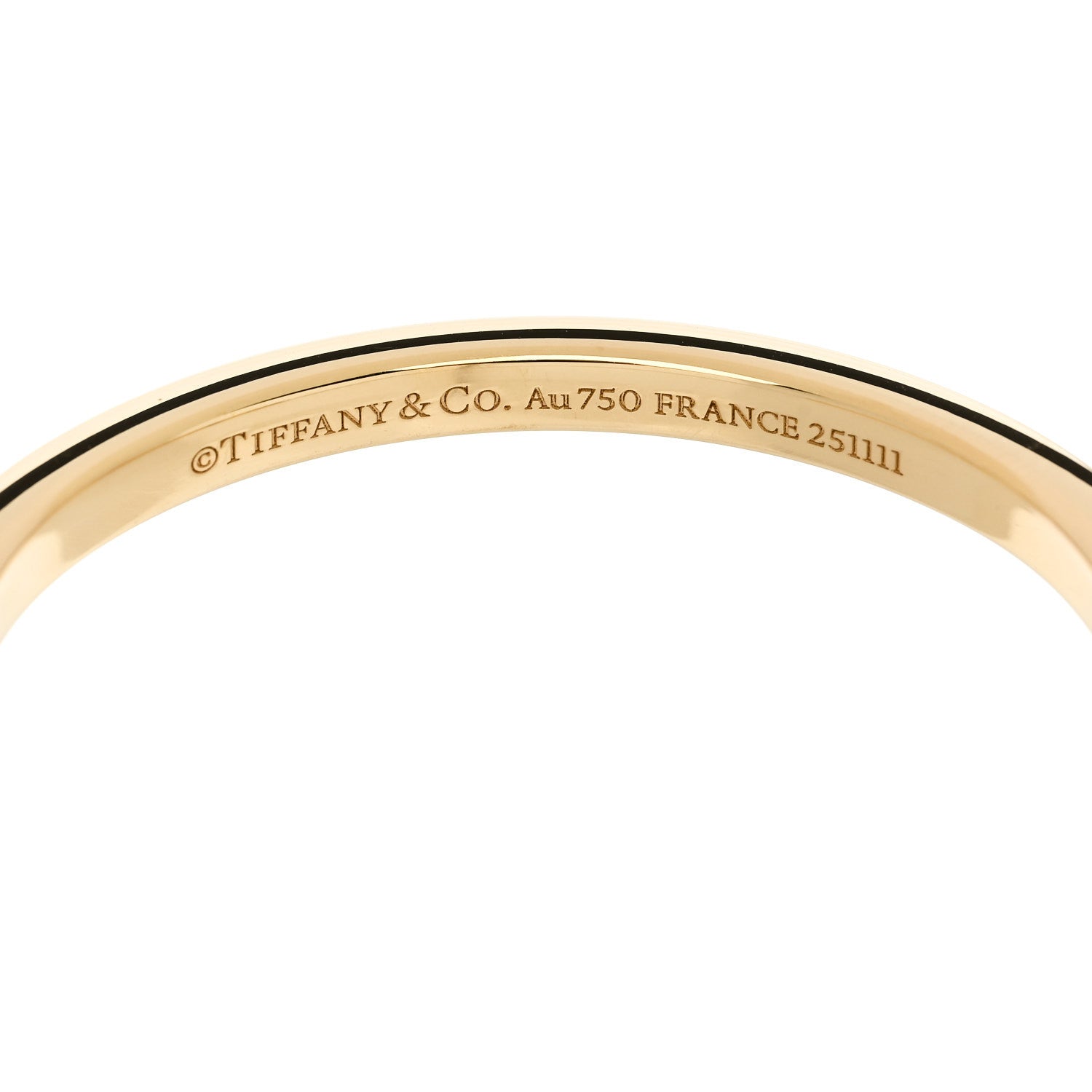 18K Yellow White Gold Lock Narrow Bangle Bracelet