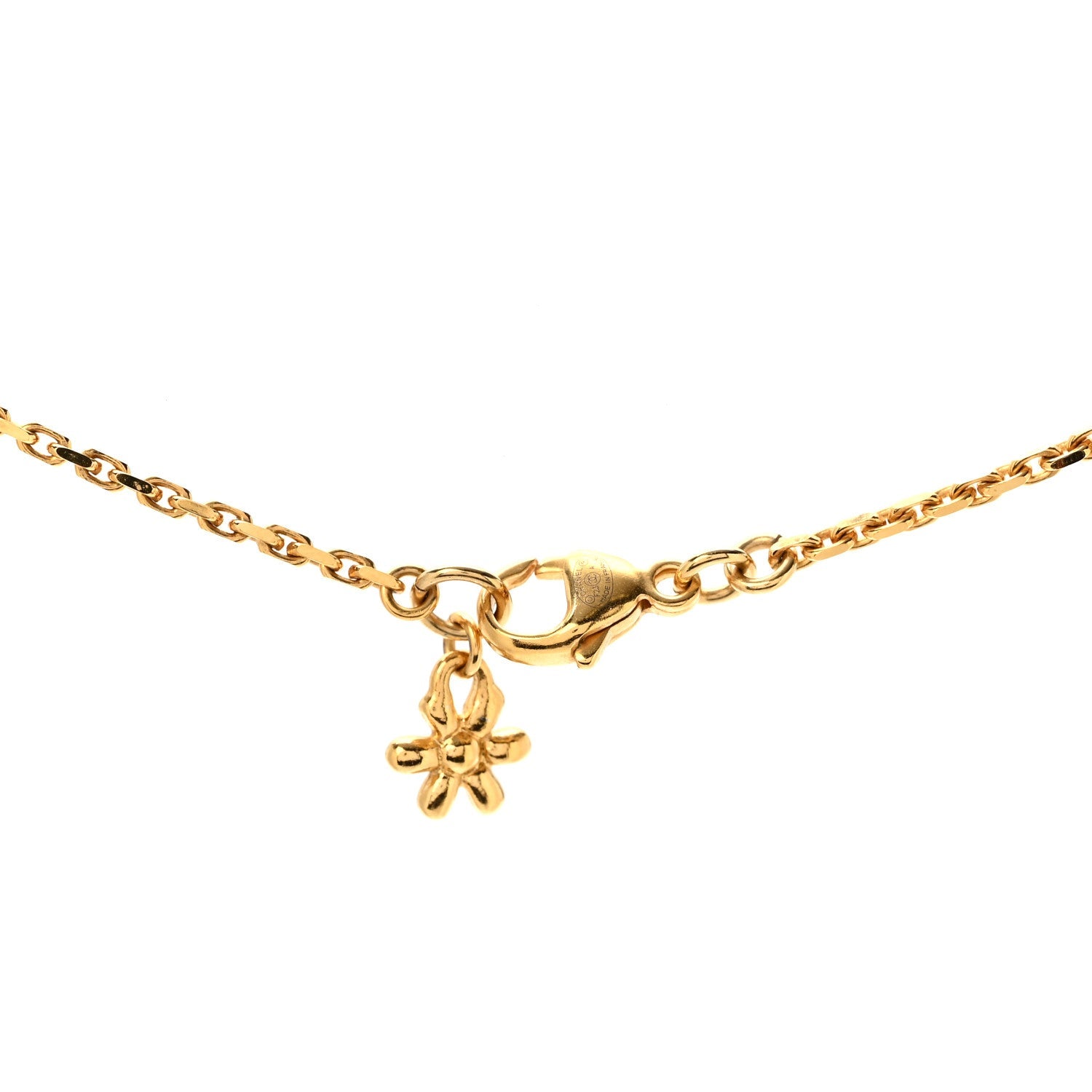 Crystal CC Flower Necklace Gold