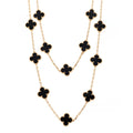 18K Yellow Gold Black Onyx 20 Motifs Vintage Alhambra Necklace