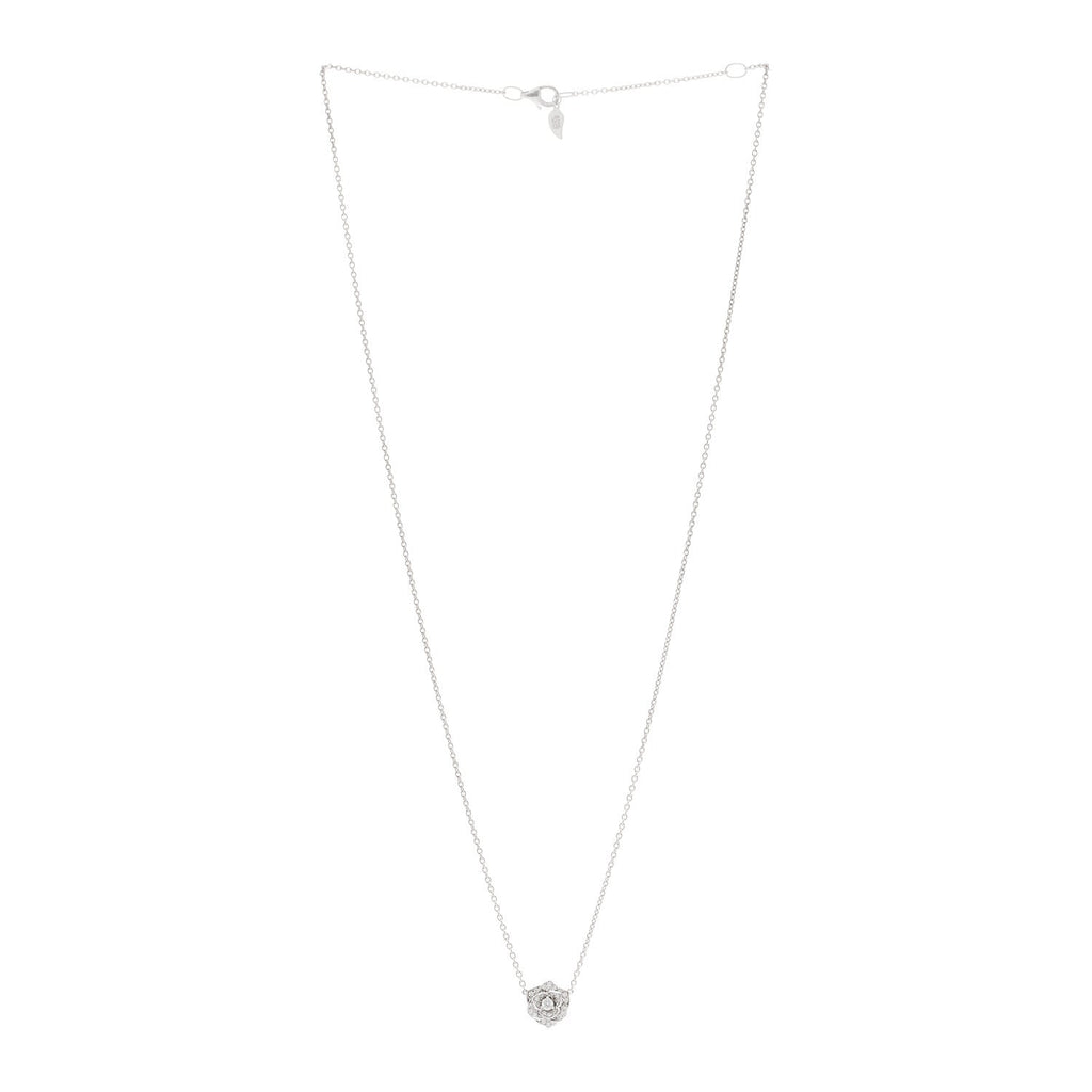 18K White Gold Diamond .23ctw Rose Pendant Necklace
