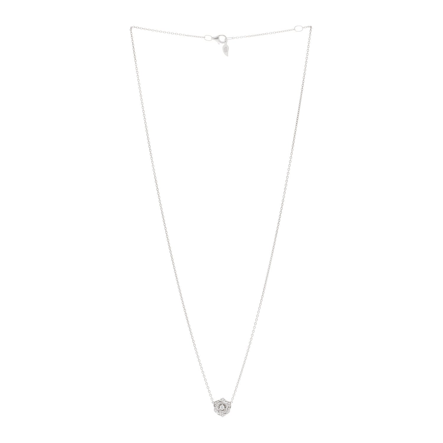 18K White Gold Diamond .23ctw Rose Pendant Necklace