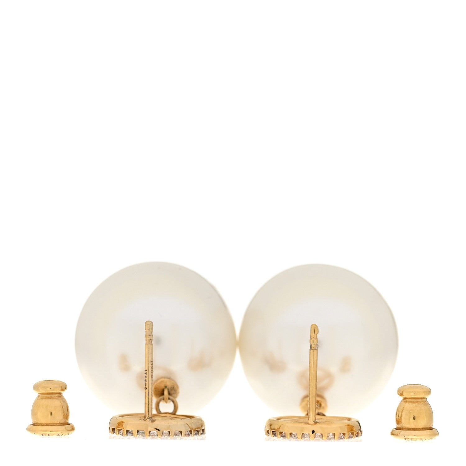 Metal Crystal Pearl Logo Drop Earrings Gold