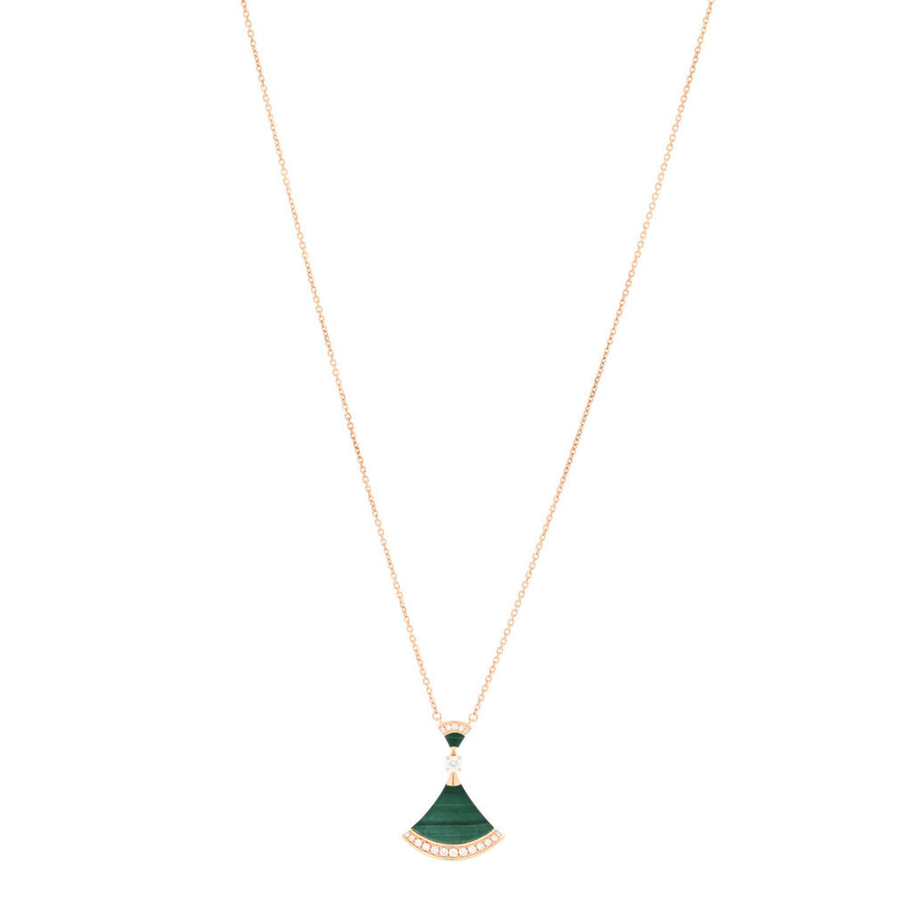 18K Rose Gold Diamond Malachite Divas' Dream Pendant Necklace