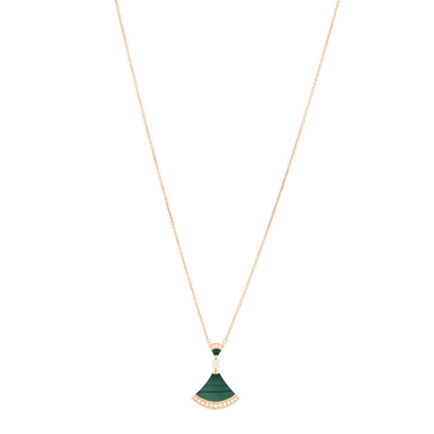 18K Rose Gold Diamond Malachite Divas' Dream Pendant Necklace