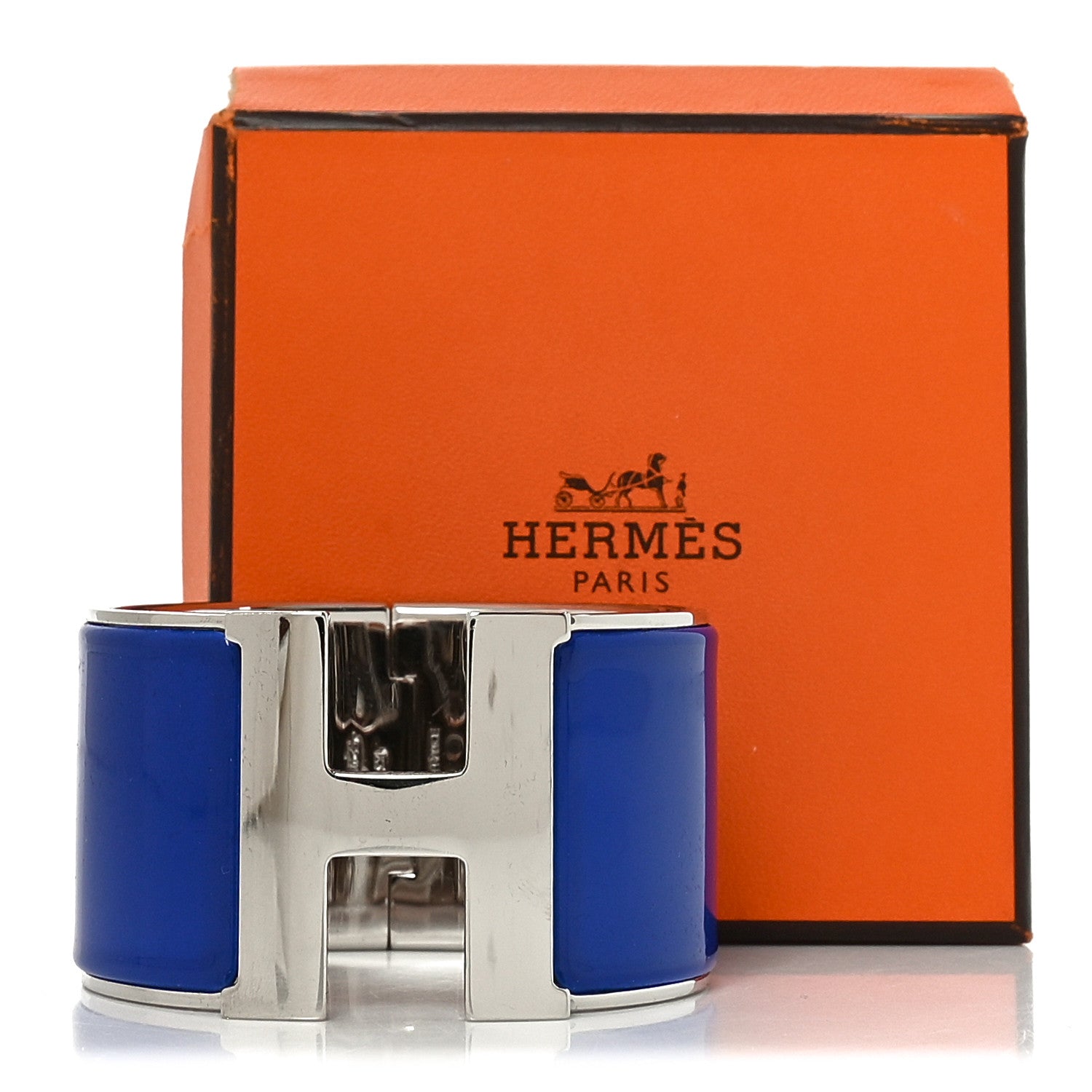 Enamel Extra Wide Clic Clac H Bracelet GM Bleu Electrique