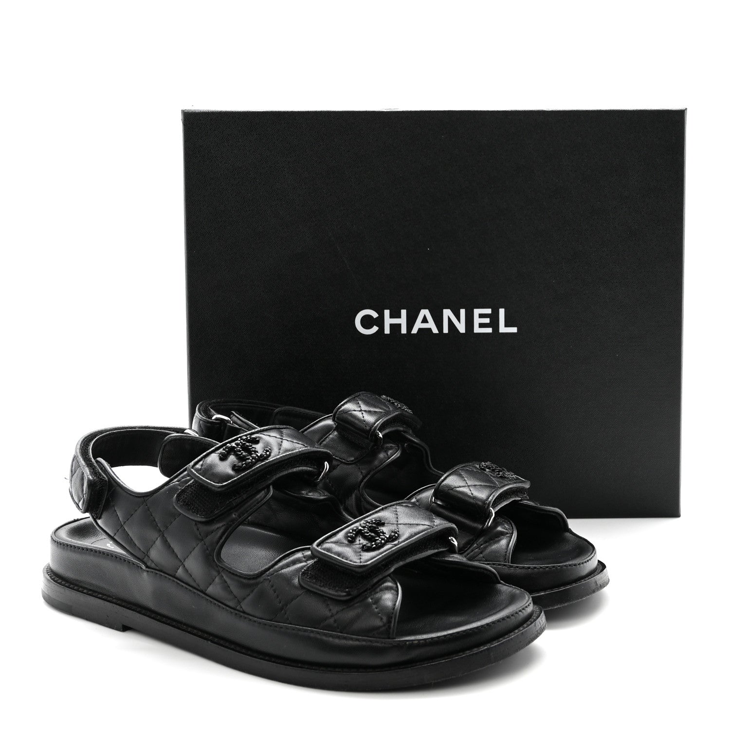 Lambskin Velcro Dad Sandals 38.5 Black