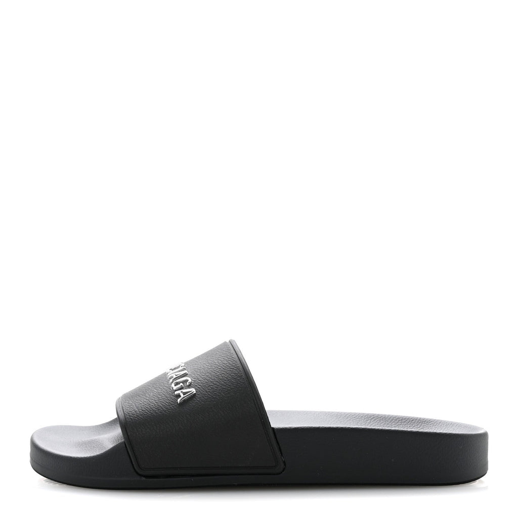 Rubber Womens Logo Pool Slide Sandals 35 Black