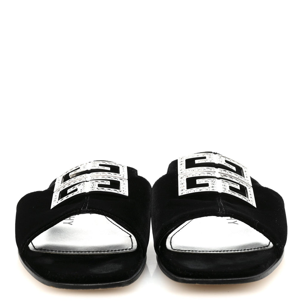 Velvet Crystal 4G Flat Sandals 36.5 Black