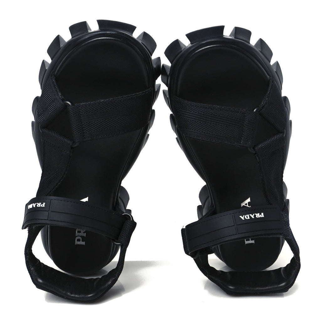 Nappa Logo Embossed Thunder Sole 50mm Sport Sandals 35.5 Black