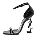 Patent Calfskin Opyum 110 Sandals 41 Black
