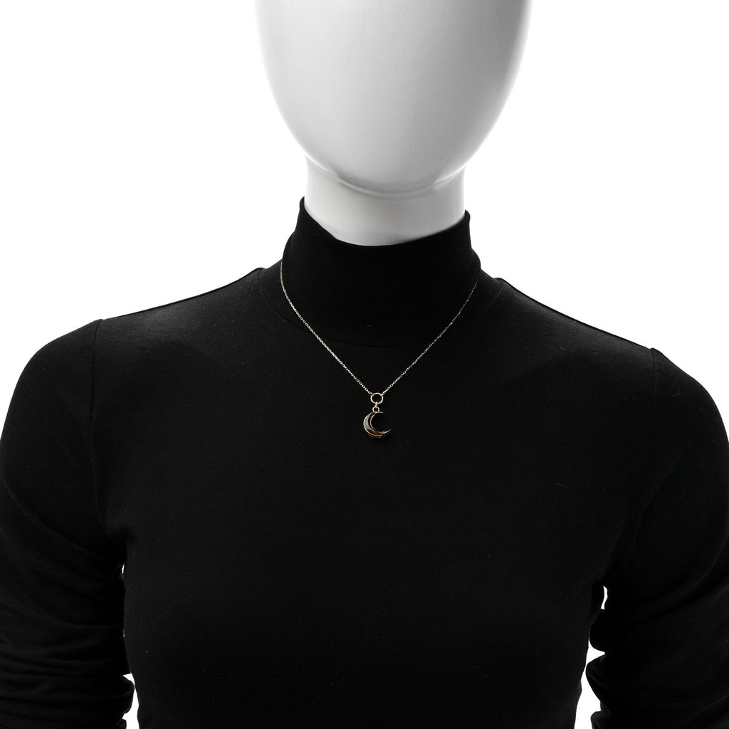 18K Yellow Gold Champagne Citrine Crescent Karma Necklace