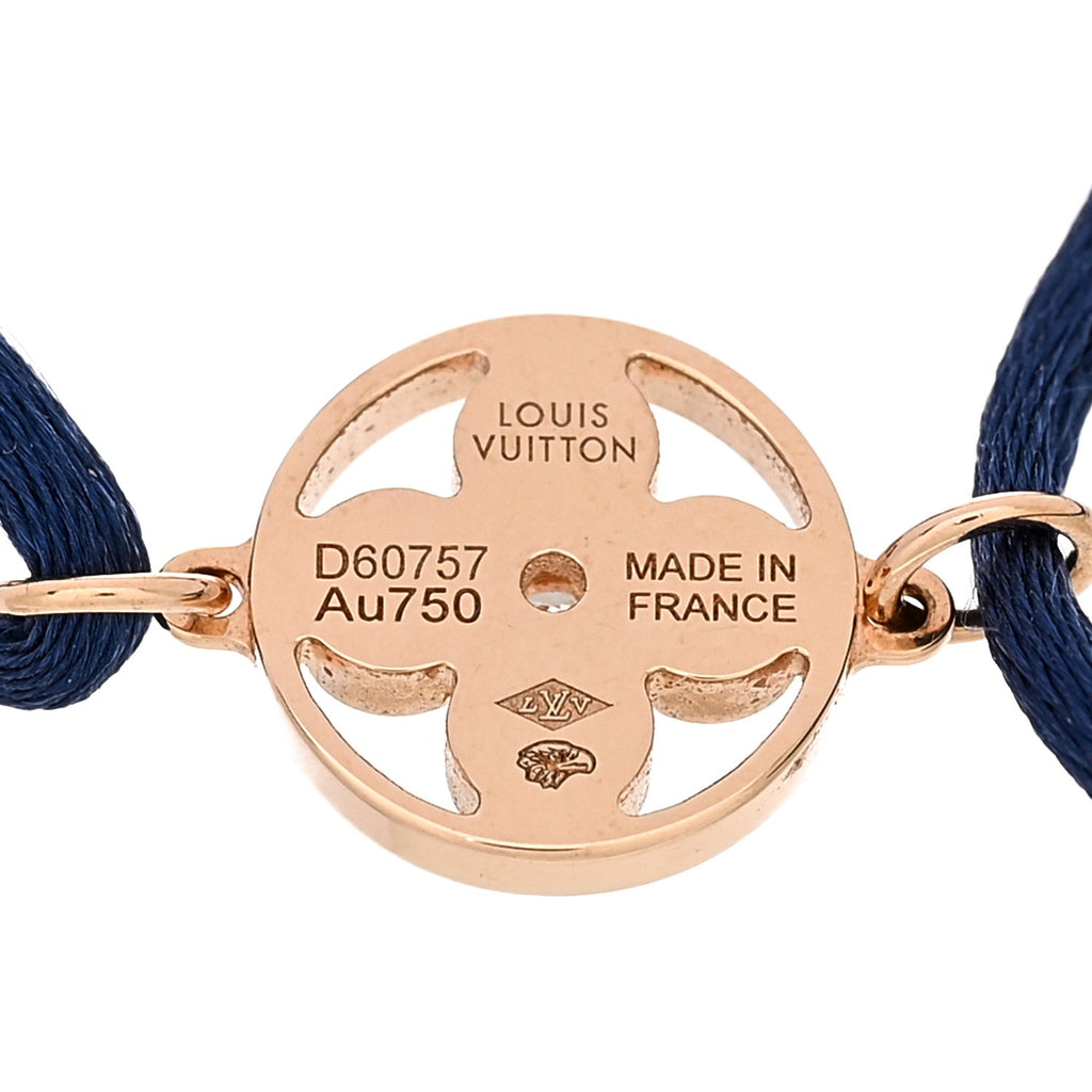 18K Pink Gold Diamond Idylle Blossom Sun Cord Bracelet Blue