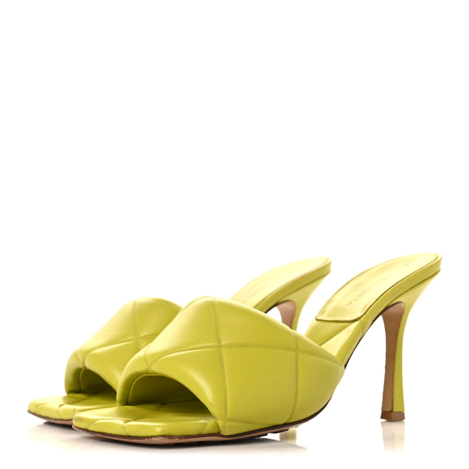 Nappa Quilted Rubber Lido Mule Sandals 38 Kiwi
