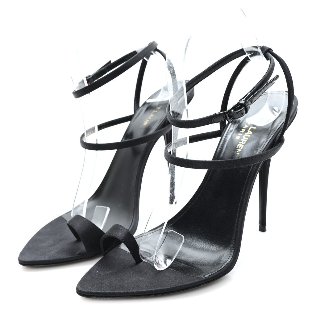 Crepe Satin Dive 110 Mule Sandals 38 Black