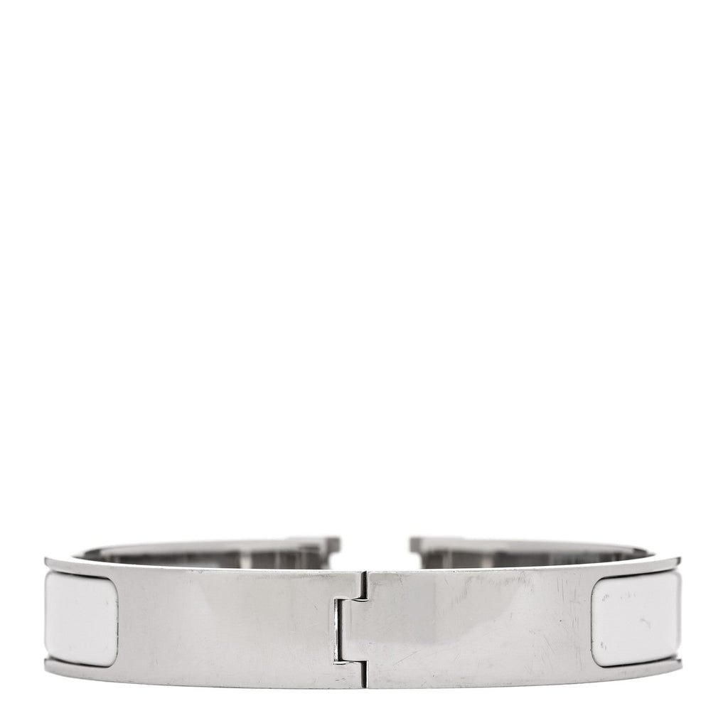 Enamel Narrow Clic Clac H Bracelet GM White