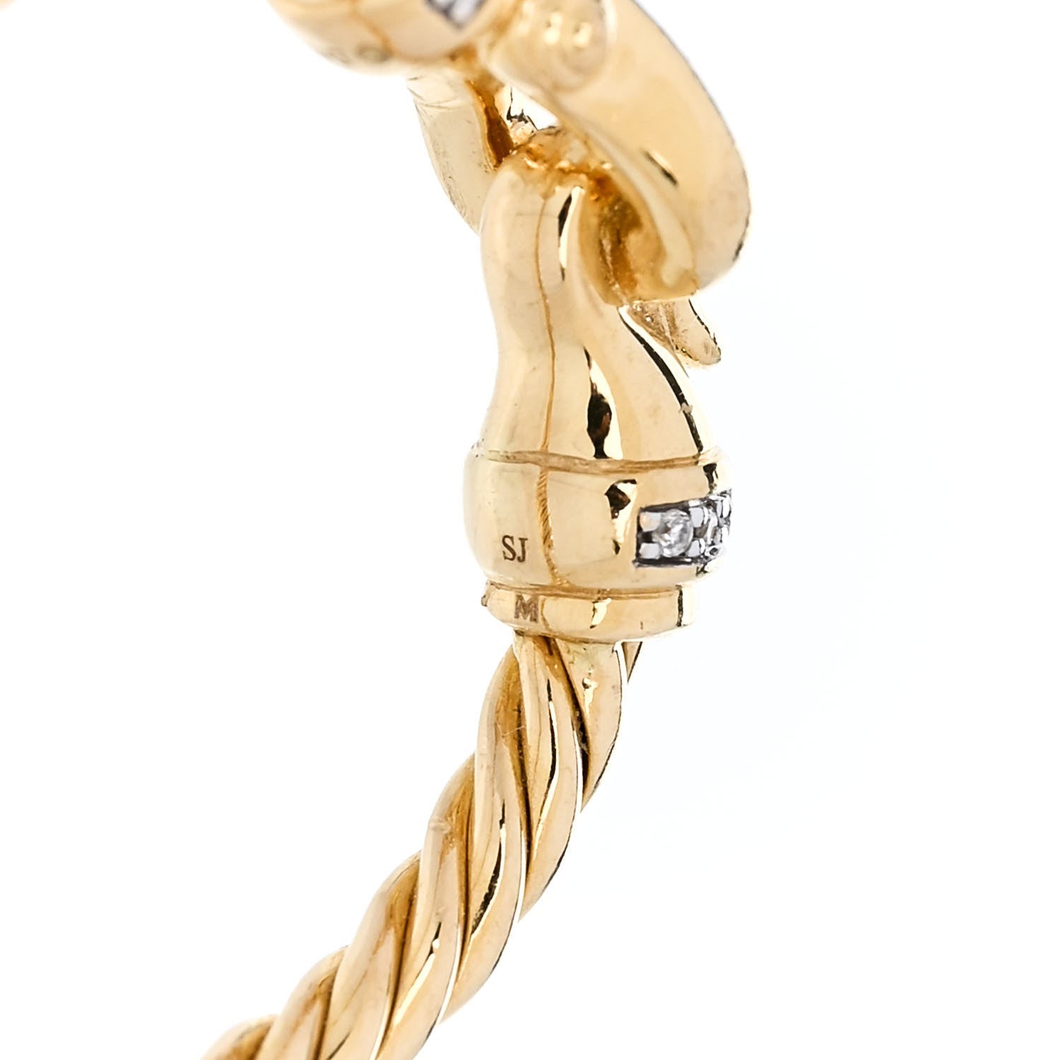 18K Yellow Gold Diamond Petite Buckle Cable Ring 53 6.5