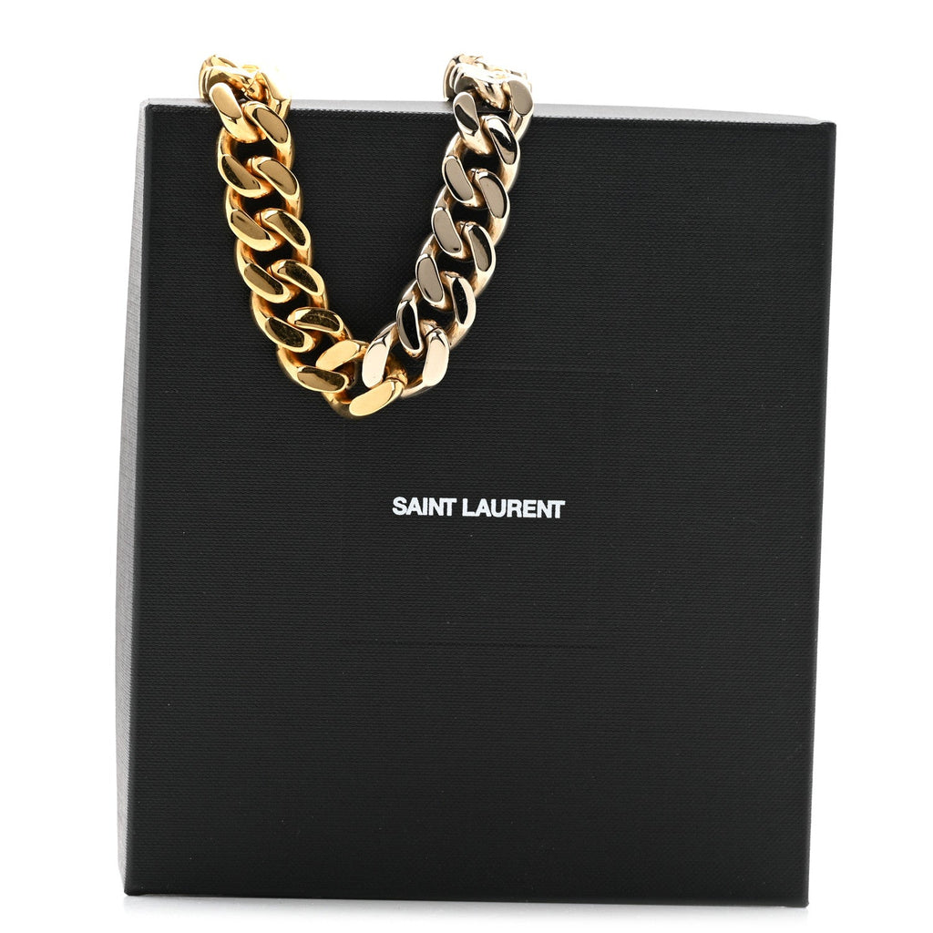 Metal Curb Chain Necklace Gold Silver