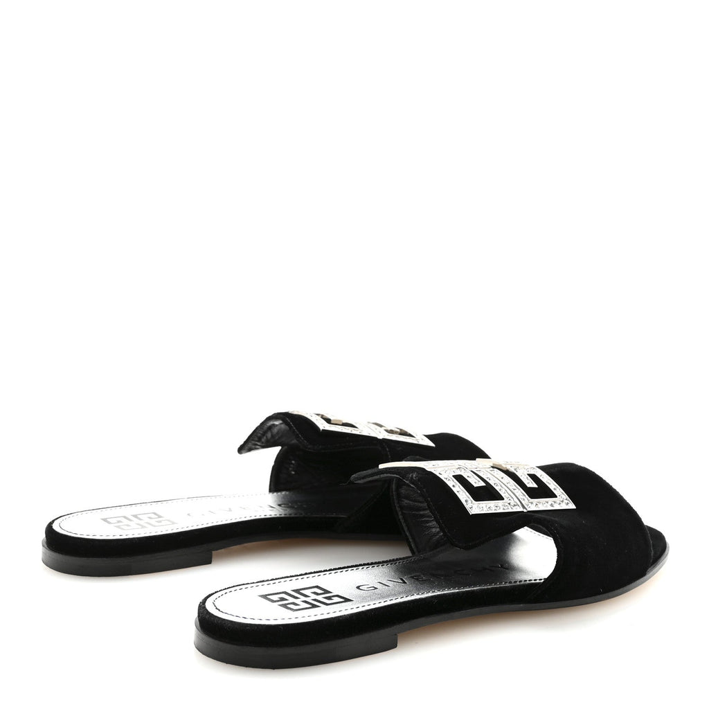 Velvet Crystal 4G Flat Sandals 36.5 Black