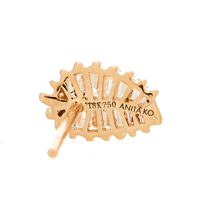 18K Rose Gold Diamond Small Palm Leaf Earrings