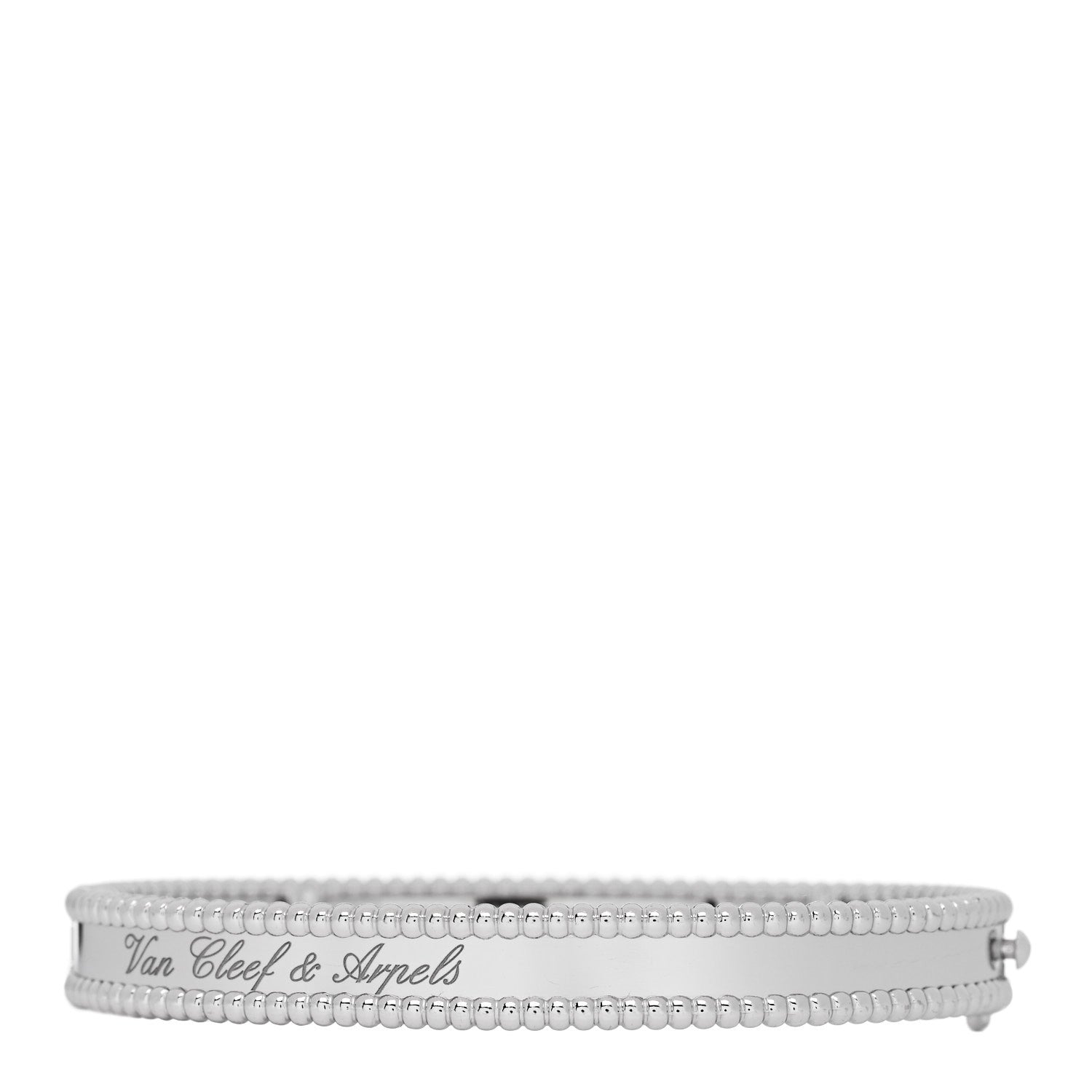 18K White Gold Perlee Signature Bangle Bracelet M