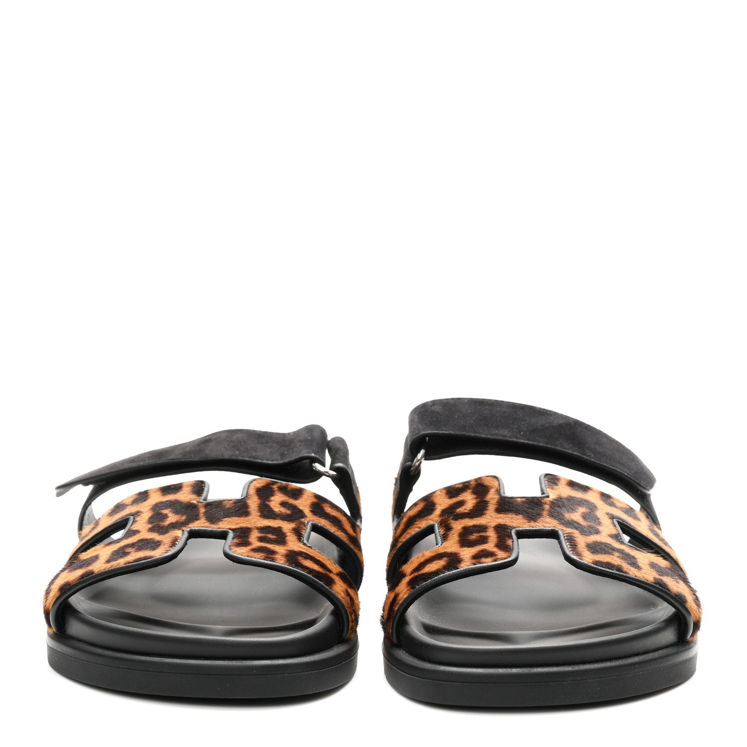 Moire Calfskin Suede Goatskin Womens Leopard Chypre Sandals 38 Gold Black