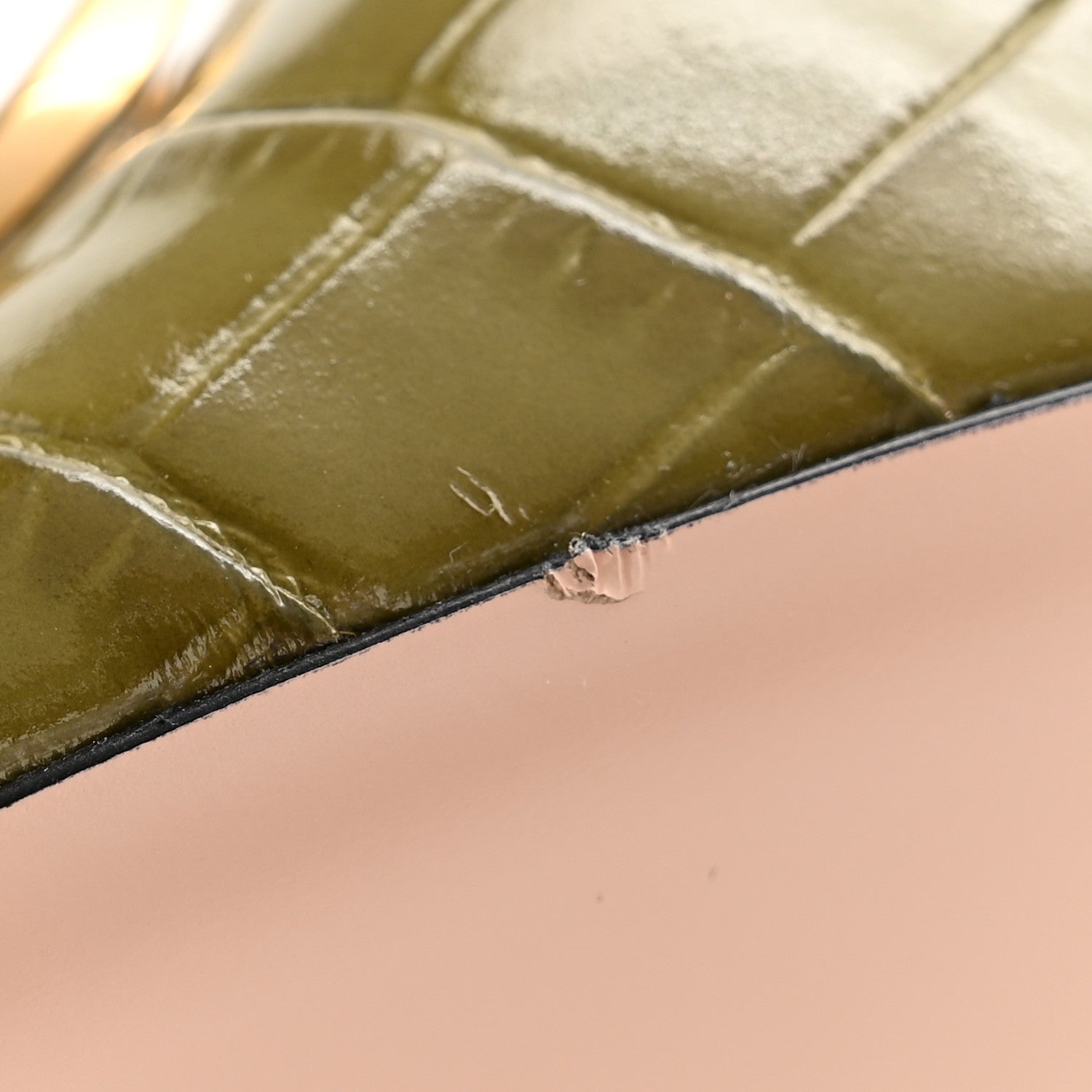 Calfskin Printed Crocodile Effect VLogo Signature 95mm Slide Sandals 36.5 Green