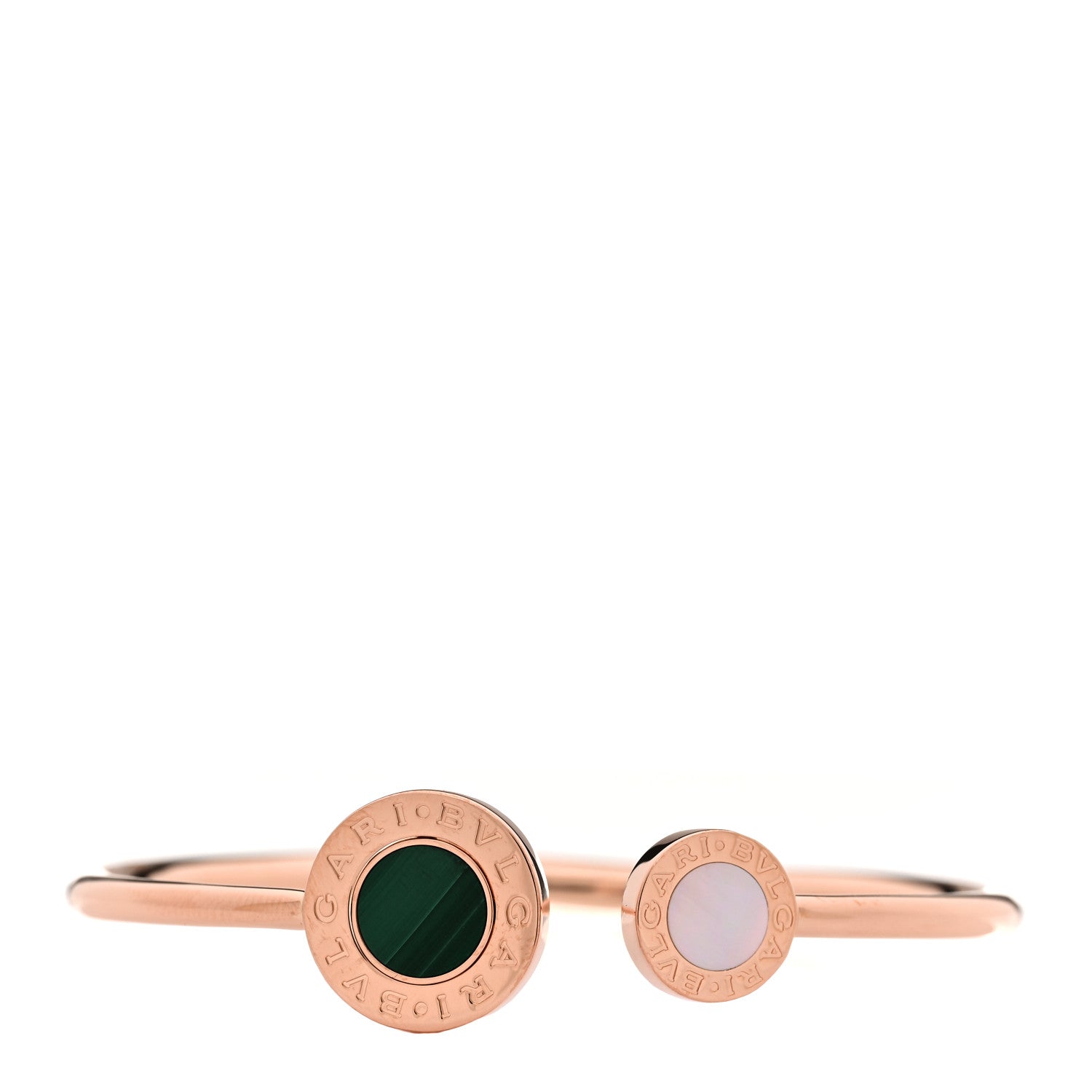 18K Rose Gold Mother of Pearl Malachite Black Onyx BVLGARI BVLGARI Flip Cuff Bracelet S
