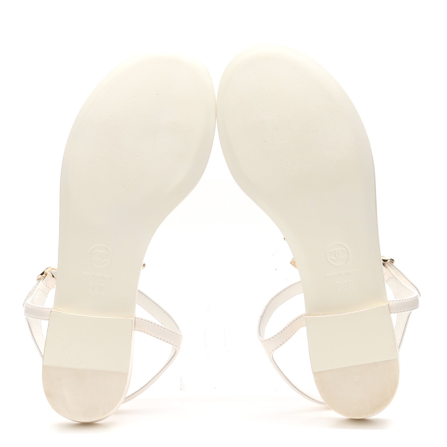 Lambskin Pearl Crystal CC Thong Sandals 39 White