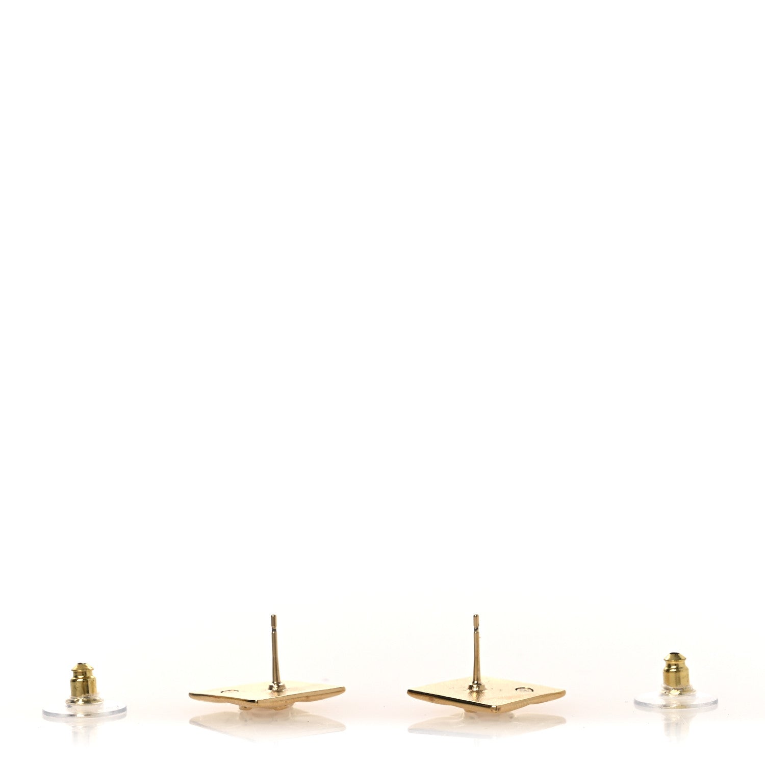 Metal CC Square Earrings Gold