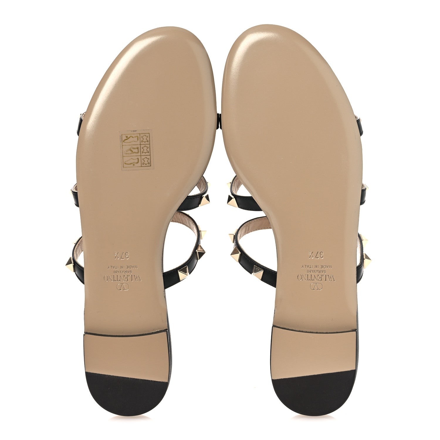 Nappa Rockstud Caged Flat Slide Sandals 37.5 Black