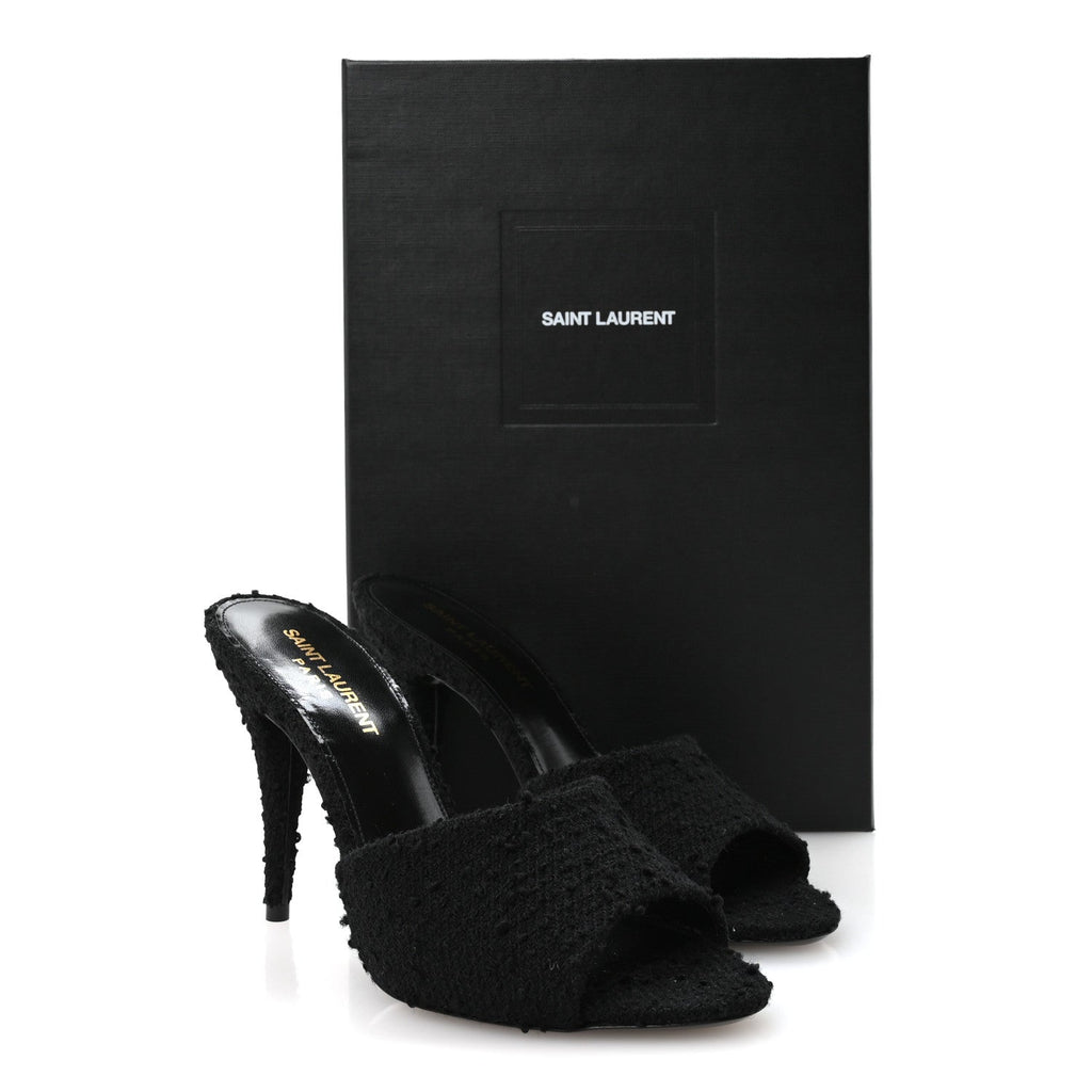 Boucle Tweed La 16 95 Mule Sandals 37 Black