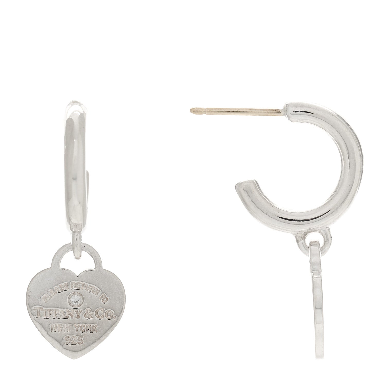 Sterling Silver Diamond Mini Return To Tiffany Heart Hoop Earrings
