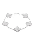 18K White Gold 5 Motifs Guilloche Vintage Alhambra Bracelet