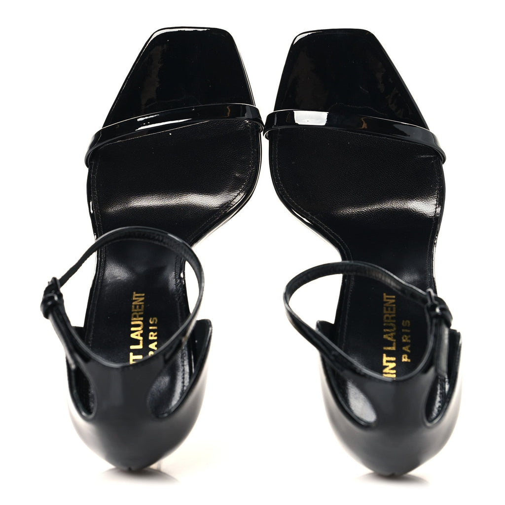 Patent Calfskin Opyum 110 Sandals 37.5 Black Gold