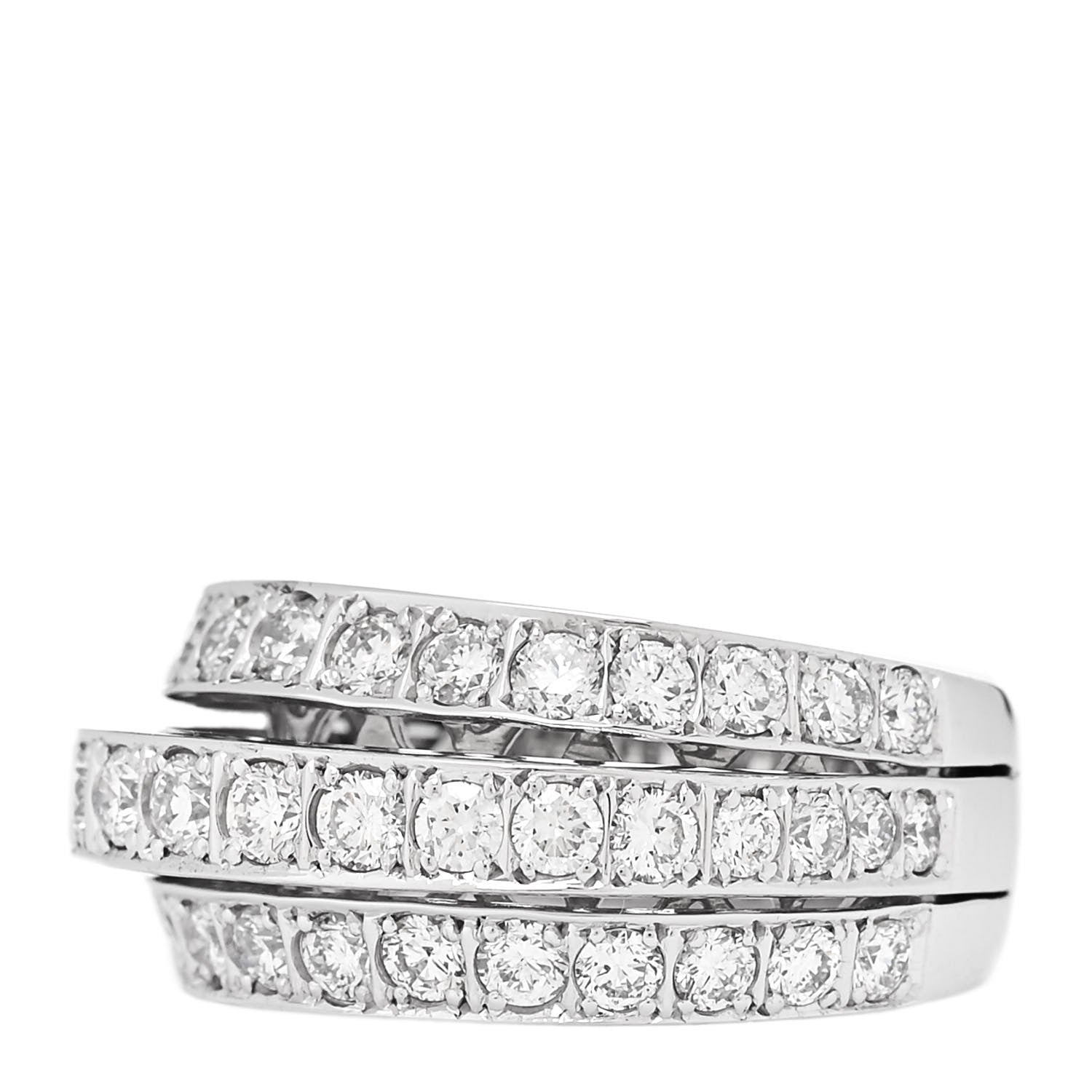 18K White Gold Diamond 2.45ctw Three-Row Ring 56 7.5