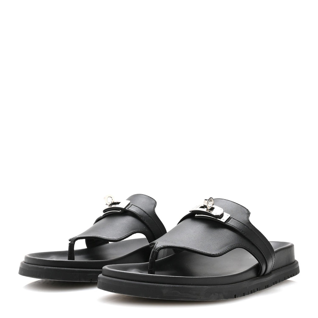Calfskin Womens Empire Sandals 36.5 Black