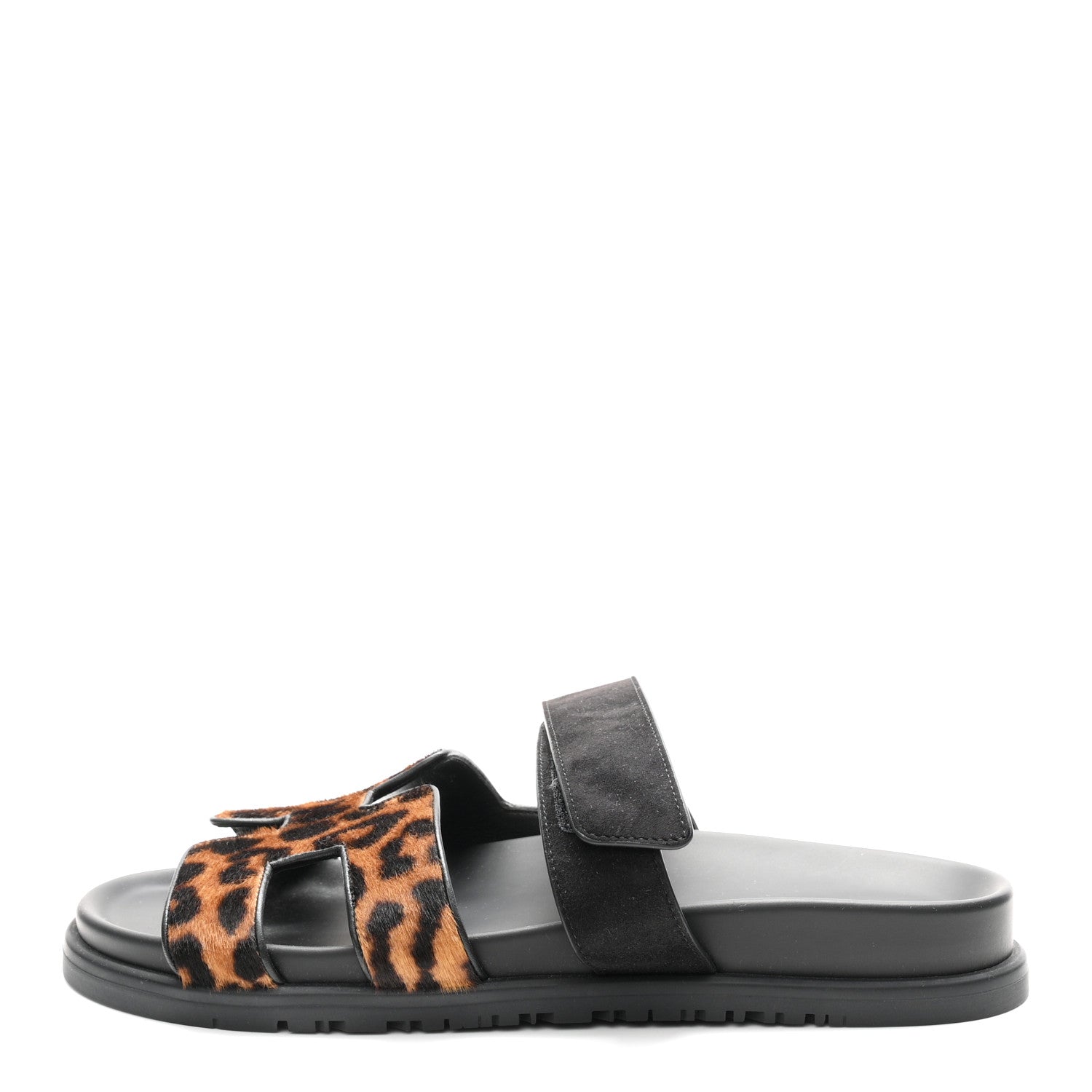Moire Calfskin Suede Goatskin Womens Leopard Chypre Sandals 40 Gold Black