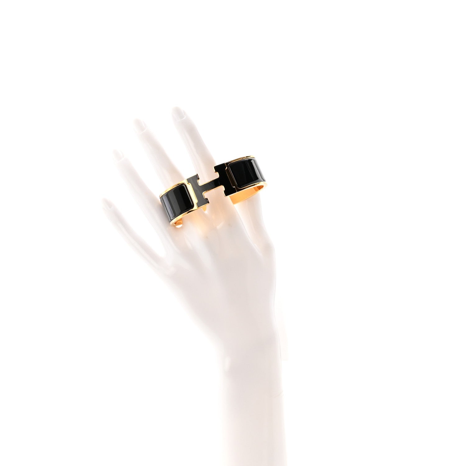 Enamel Wide Clic Clac H Bracelet GM Black