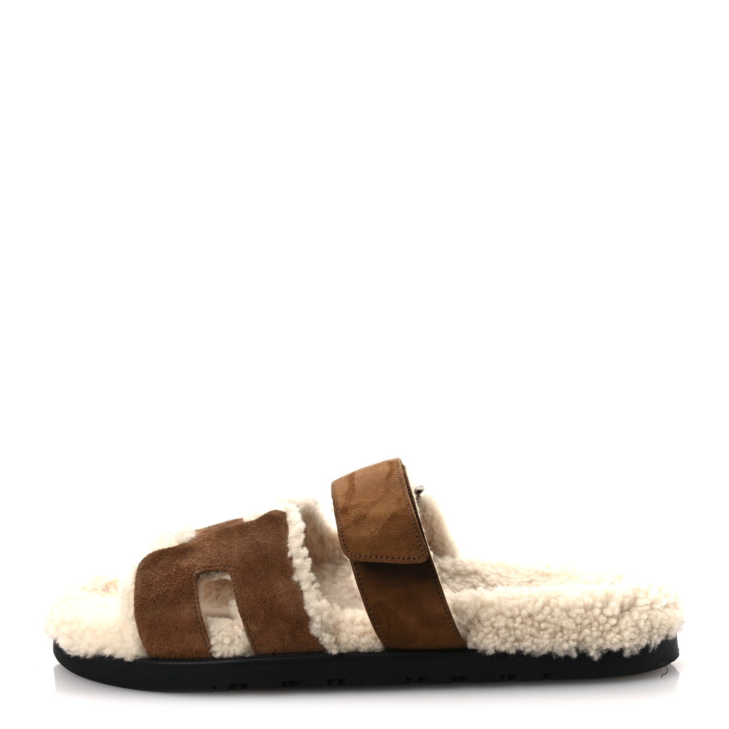 Suede Goatskin Woolskin Mens Chypre Sandals 42 Brun Fume Ecru