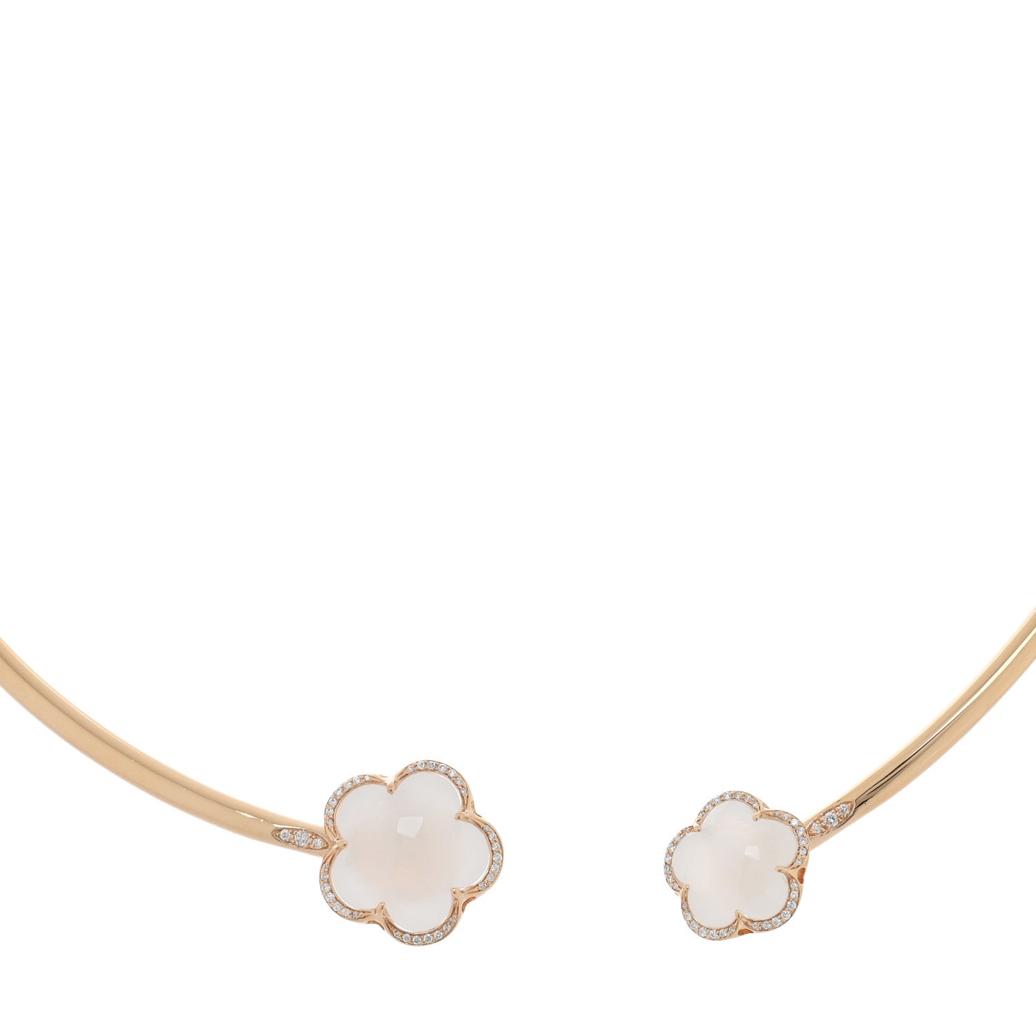 18K Rose Gold Diamond Pink Quartz Collar Necklace